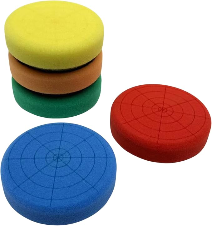 5Pcs 6" Buffing Sponge Pads Kit for Buffer Polisher, Cutting, & Car Polish Pad Premium Hook & Loop Buffing Polishing Pads Kit, Cutting Pads for Car Buffer Polisher Polishing 6inch