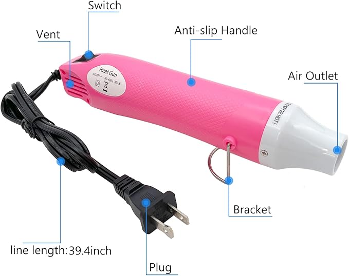 Heat Gun, Mini Hot Air Gun for DIY Crafts Portable Heat Air Gun Tool for Embossing Shrink Wrapping Drying Paint