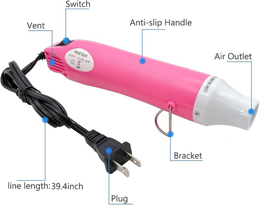 Heat Gun, Mini Hot Air Gun for DIY Crafts Portable Heat Air Gun Tool for Embossing Shrink Wrapping Drying Paint