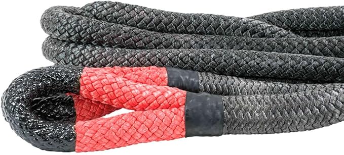 Mytee Products 7/8" x30' Kinetic Recovery Rope w/Velcro Strap & Tote Bag - 28,600 LBS Red & Black - Heavy Duty Kinetic Energy Tow Rope - Offroad Snatch Strap for Truck, SUV, UTV, ATV, Car, Tractor