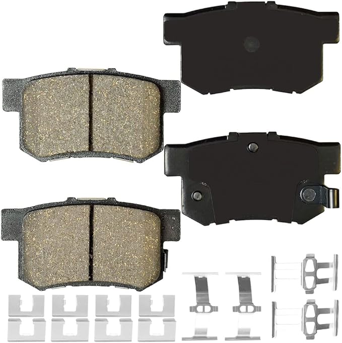 10.23 inch Rear Brake Rotors Kit for 2003-2007 Honda Accord, 2004-2008 Acura TSX Drilled and Slotted E-Coating Solid Brake Rotors and Ceramic Brakes Pads
