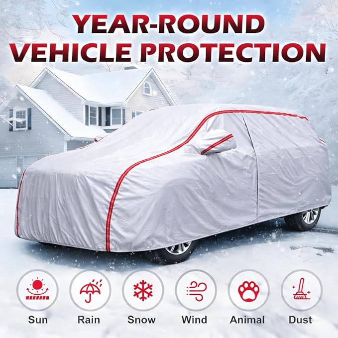 Large SUV Car Cover Waterproof Universal Fit for Audi Q7, BMW X5, Benz GLE, Acura MDX, CX-9, VW Atlas, Jeep Grand Cherokee, Infiniti QX60, Length up to 201 Inches