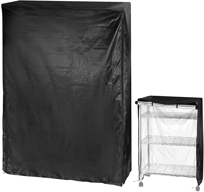 QWORK Storage Shelving Unit Cover, Wire Rack Cover for Shelf 48"x18"x72", 210D Oxford Cloth, Keeps Rack Clean, for Home, Office, Storage, Garage, Black