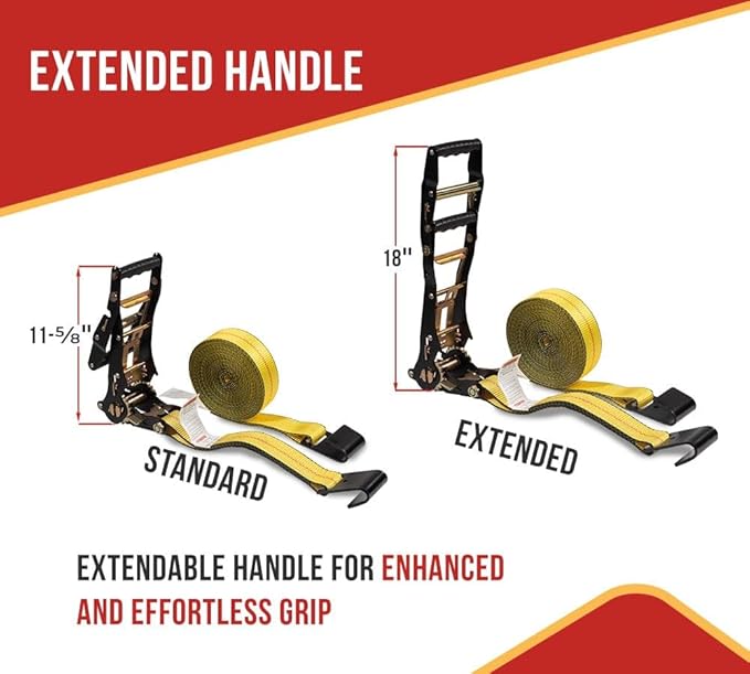 Mytee Products 10 Pack 2" x30' Ratchet Tie-Down Straps with Flat Hooks - 10,000 Lbs Breaking Strength - Tie Down Large Handle and Ratchet Straps for Flatbed, Truck, Trailers Pickup Farm