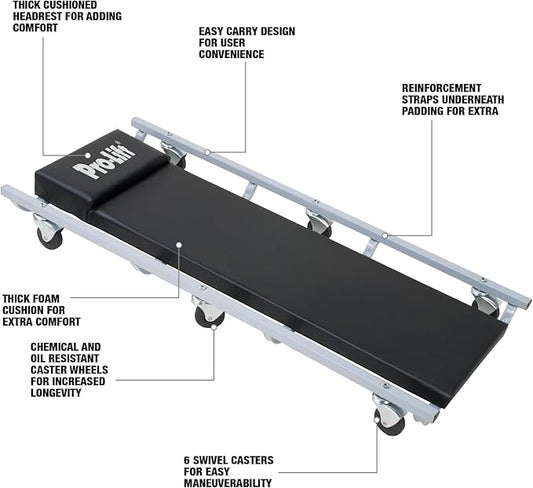 Pro-Lift C-1004 Grey Mechanic Creeper - 350 lb. Rated Capacity