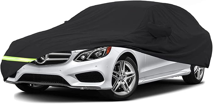 Yixin Waterproof Car Cover for 2006-2026 Mercedes Benz E Class Sedan E250 E320 E300 E350 E400 AMG 190T Covers Custom Fit 100% Windproof Strap & Double Door Zipper Up to 205'' L, Black-for
