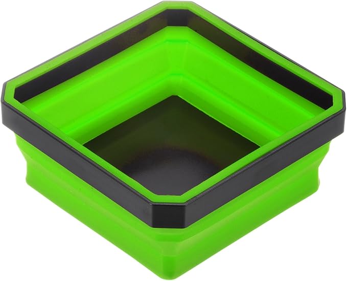 HARFINGTON Collapsible Magnetic Parts Tray Foldable Tool Trays Square Small Metal Parts Organiser for Fixing Screw Bolts Nuts Washers Pins, Green