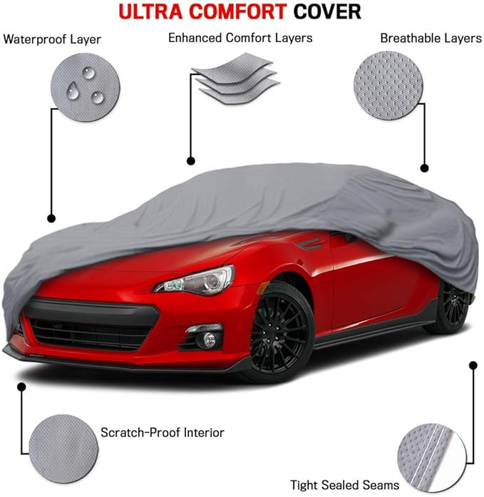 MotorTrend Custom Fit Car Cover for Toyota 86 Subaru BRZ Scion FRS, All-Weather Protection for Cars Trucks & SUVs UV Resistant Waterproof Scratch-Resistant Vehicle Cover for Outdoor Indoor