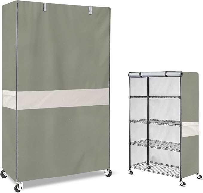 Heavy-Duty Waterproof Wire Shelf Cover, Garage Storage Shelving Protector, Universal Fit 48 x 18 x 72 Inch Rack Covers with 1" Tolerance (Sage Green)