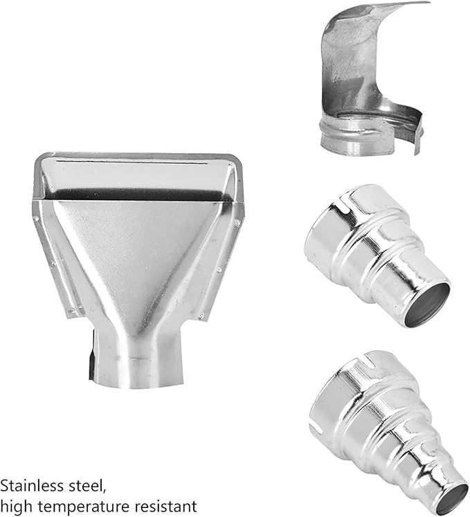 4Pcs Cordless Heat Gun Nozzles, Stainless Steel Mini Heat Gun Attachments, Craft Heat Nozzles with 4 Different Shapes for Meeting Different Soldering Needs