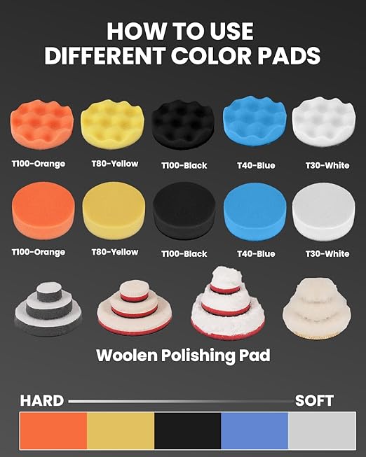 78PCS Drill Polishing Buffing Pads Kit with Buffer Polisher Attachment, 1/2/3 Inch Car Polishing Detailing Wheels for Dremel Air Mini Polisher Sander, Headlights Restoration Pad for Waxing Cleaning