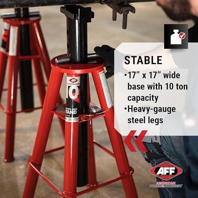 AFF 10 Ton Jack Stand Set - Heavy Duty Jack Stands for Trucks & Equipment - (Available in 2 Heights)
