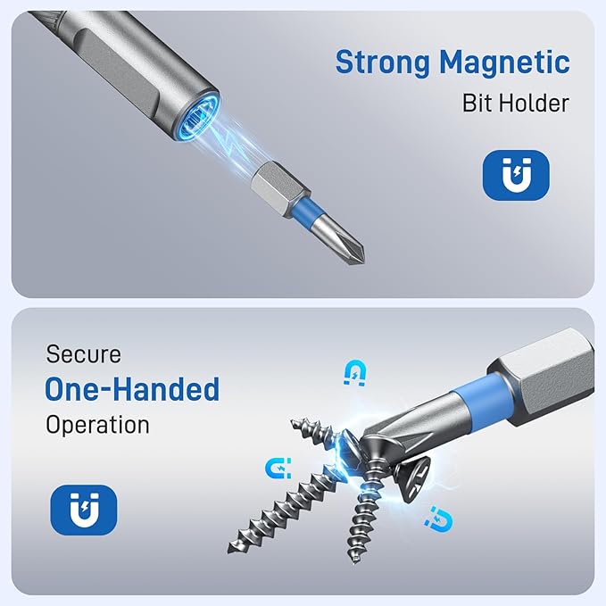25 in 1 Magnetic Ratchet Screwdriver Set with S2 Steel Bits & 7 CRV Metric Sockets, Magnetic Screwdriver Set with Case for Home, Furniture, Electronics Repair, DIY, Quick Repairs