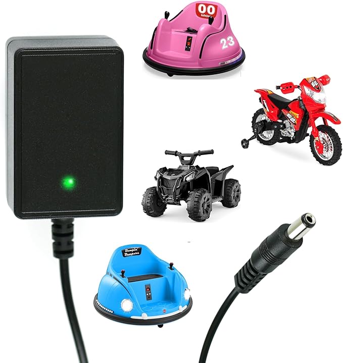 6V Battery Charger for Ride On Toys Universal 6 Volt Bumper Car Charger for Flybar Kidzone Best Choice Products SUV Dynacraft Huffy Electric Cars Class 2 Power Supply