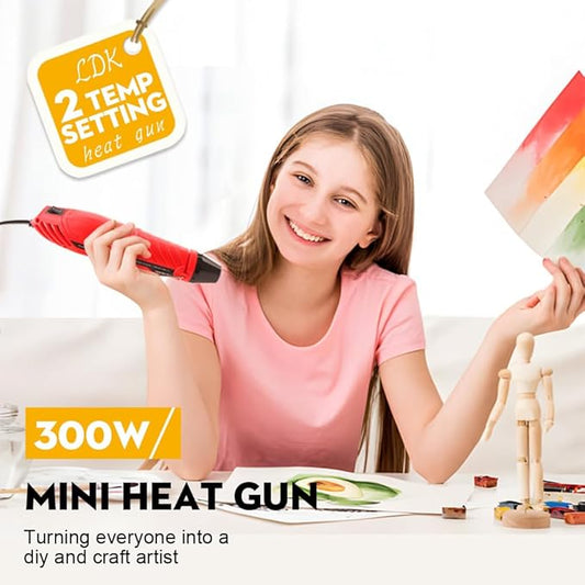 LDK Heat Gun for Crafting, Mini Dual Temp Hot Air Gun Tool with Reflector Nozzle for Epoxy Resin, Shrink Wrapping, Vinyl Wrap, Embossing, Electronics, Candle Making, Phone Repair & DIY