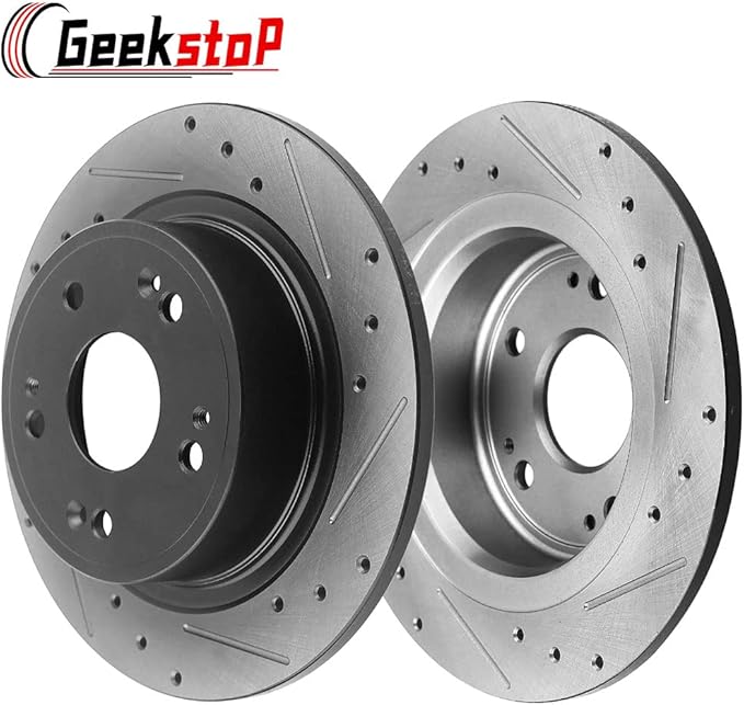 Drilled Black E-coating Rear Brake Rotors Replacement for Honda Accord 2003-2007, Acura TSX 2004-2008 - For Models with 260 mm Rear Rotors