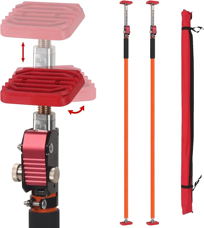 MOETER Adjustable Support Pole, 2 Pack Cabinet Jack Support Pole 57–98 Inch, Quick-Adjust Telescopic Support System with Non-Slip Pads for Cabinet Lift, Drywall, Home Renovation