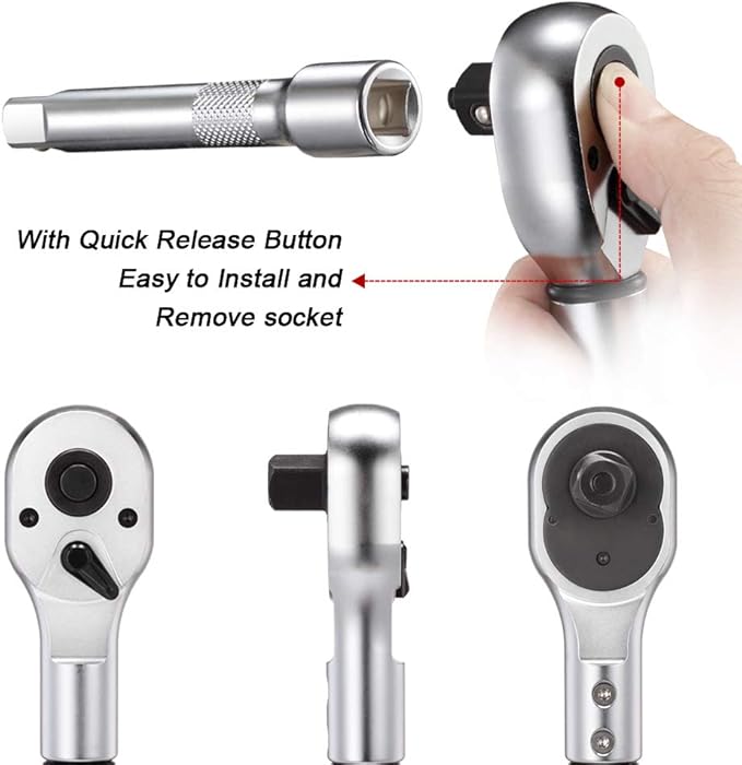 3/4-inch Drive Click Torque Wrench Dual-Direction Adjustable Torque Wrench Set with Buckle with Screwdriver (100-600ft.lb / 135-815Nm)