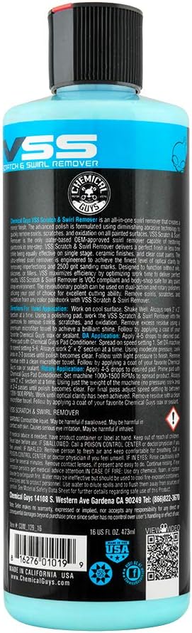 Chemical Guys WAC22916 HydroSlick Intense Gloss Sio2 Ceramic Coating Hyperwax, Hyper Gloss Shine, Safe for Cars, Trucks, SUVs, Motorcycles, 16 fl oz & COM_129_16 Scratch and Swirl Remover (16 oz)