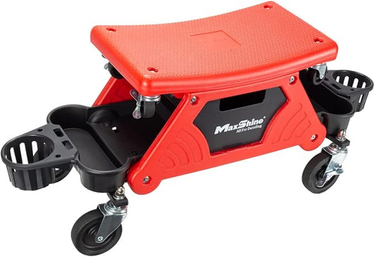 Maxshine Detailing Creeper Seat with Built-in Storage – 2-in-1 Modular Rolling Garage Stool with Tool Tray – Mechanic Shop Seat for Car Detailing, Polishing, Repairs & Auto Care