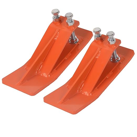 2Pcs Tractor Bucket Protector, Skid Edge Guard - Double Lock Nuts & Bolts, 4.5" Width Orange Steel Plate, Universal Fit for 60" to 72" Loaders, for Snow Removal, Gravel, Leaves Spreading