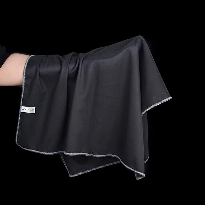 SINLAND Microfiber Glass Polishing Cloths Large Size Thick Lintless Drying Towels for Wine Glasses Stemware Dishes Stainless Appliances 20 Inch X 25 Inch Pack of 12 Black