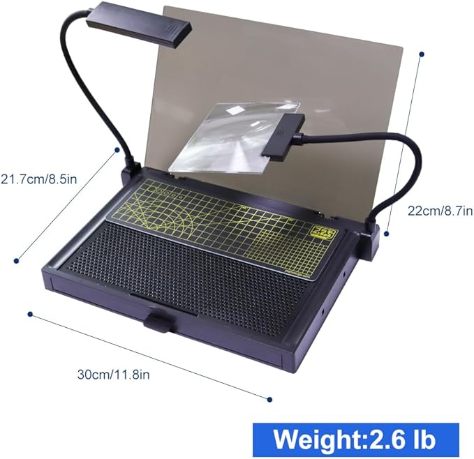 Portable Workbench for Gundam Model Making, Model Kit Tool for Gundam Building, with LED Light and Magnifying Glass Suitable for High-Precision Work,KJ019