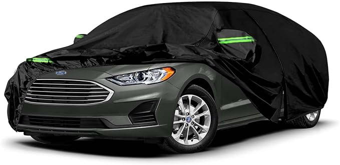 Waterproof Car Covers Replace for 2005-2023 Ford Fusion, 6 Layers All Weather Custom-fit Car Cover with Zipper Door & Windproof Strap for Snow Rain Dust Hail Protection