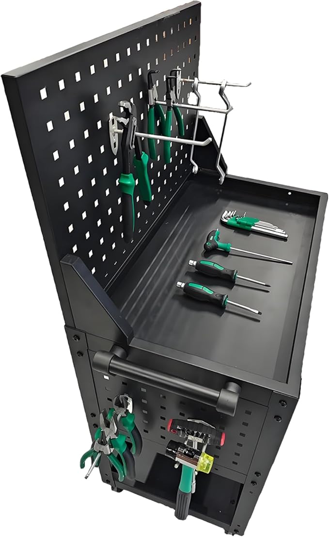 3 Tier Rolling Tool Cart on Wheels - Metal Service Cart Industrial Utility Cart for Mechanic - 330LBS Load Mobile Storage Organizer for Garage