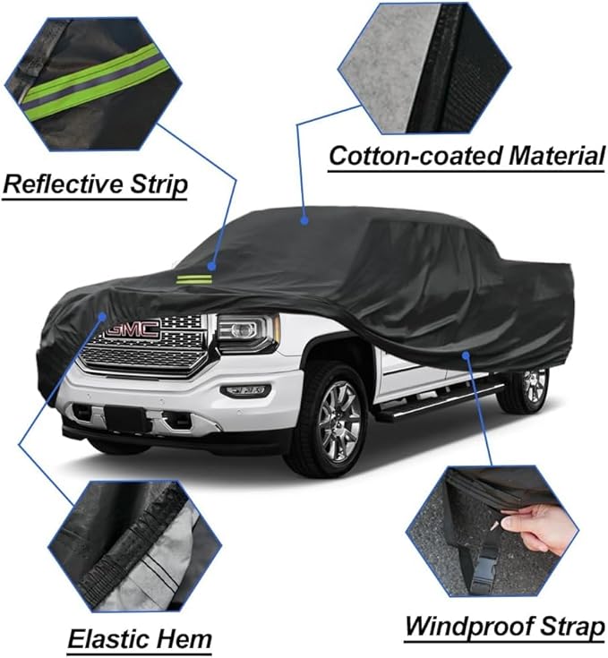 Kaugung Waterproof Truck Cover Fit Toyota Tacoma from 2016 to 2025 (Access Cab/Double), 7 Layers Outdoor Heavyduty Full Pickup Cover All Weather,Outdoor Sun UV Rain Dust Protection.