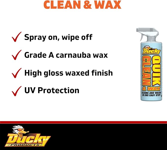 DUCKY PRODUCTS Quik Clean & Wax: Spray Cleaner for Car, Boat, Motorcycle & RV Exterior Detailing, 128 oz