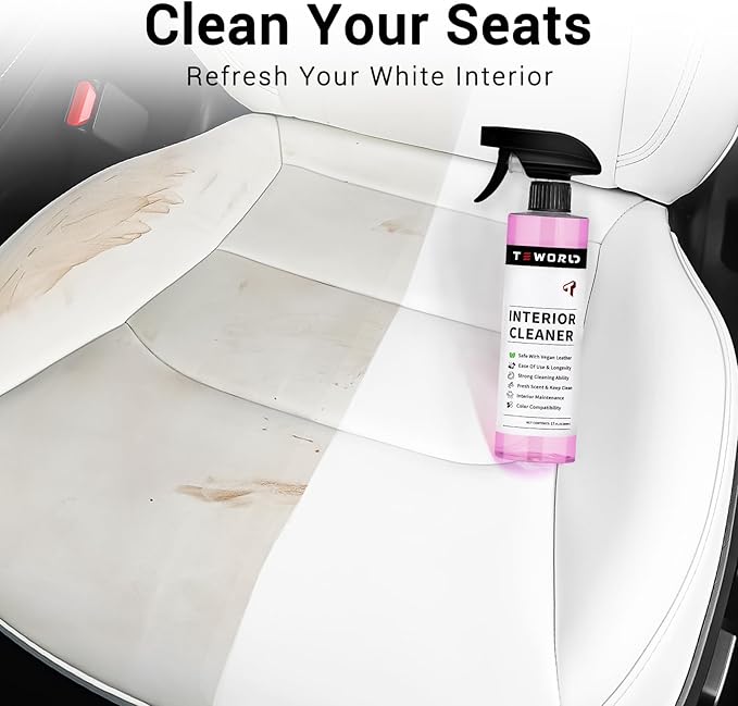 Tesla Seat Cleaner & Remover Stain, Interior Cleaner for White & Black Vegan Leather, Interior Cleaning Kit for Seats, Console, Dash, Tesla Model 3, Y, S, X, Cybertruck Accessories