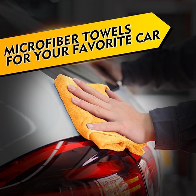 HOMEXCEL Yellow Microfiber Cleaning Cloths 12 Pack, 12.5 x 12.5 inch Microfiber Towel for Cars, Ultra Absorbent Car Washing Cloth, Lint Free Streak Free Cleaning Rags for Car, Kitchen, and Window