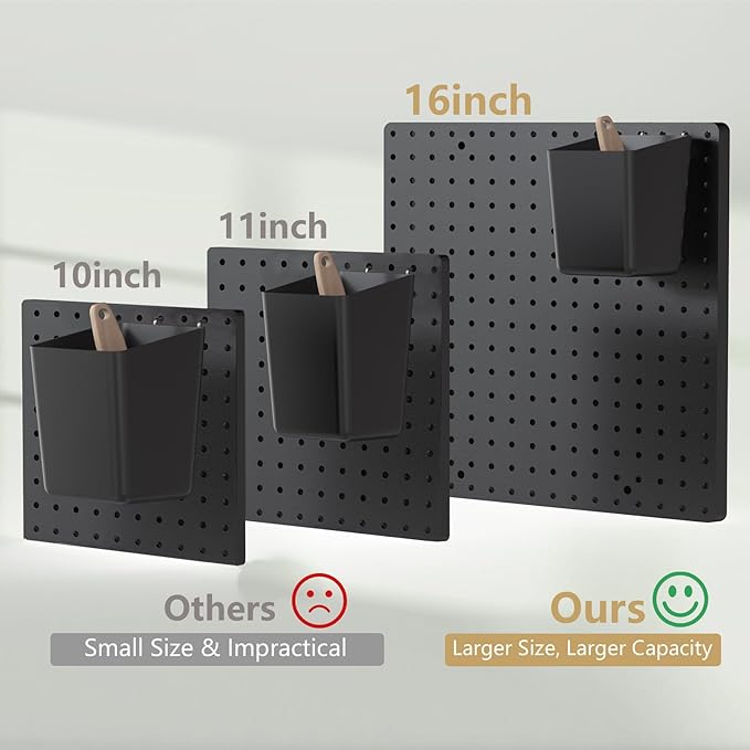 FZK Peg Board,Pegboard 32"*32",Peg Board Wall Organizer with Strong Ribs Back Holds up for 200Ib, 4pcs Black Pegboard for Garage Tool Storage Craft Room Kitchen Workbench Office