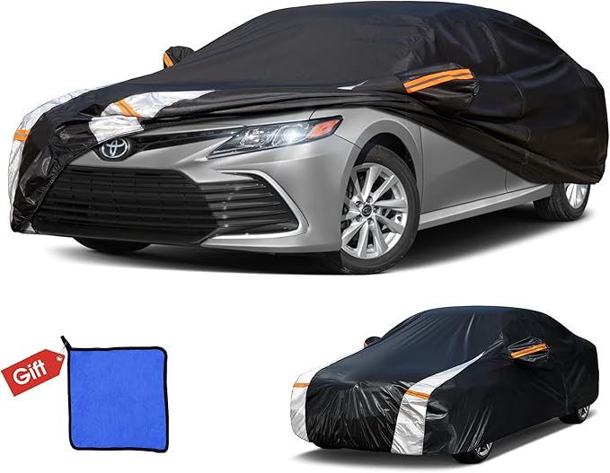 Toyota Camry Car Cover 100% Waterproof All Weather, Gift with Towel, 10 Layers Car Cover Custom Fit 1996-2026 Toyota Camry, Full Exterior Cover Rain Sun UV Protection with Door Zipper.