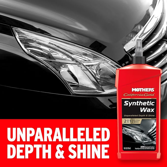 Mothers California Gold Synthetic Wax, 16 oz. — Long-Lasting Protection with Micro-Encapsulated Polymers, Polishes, Enhances Depth, Gloss & Shine, Easy-to-apply 2 in 1 Polish & Wax Formula (05716)