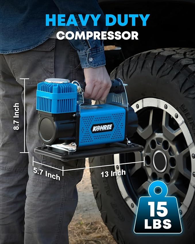 Kohree 12V Air Compressor, 7.06 CFM Fast Tire Inflator, Heavy Duty Tire Pump with Max 150 PSI for Offroad Truck, RV, 4x4 Vehicles