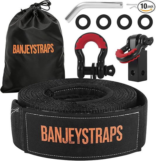 45,000 lb Complete Recovery Kit for Trucks & Jeeps - Includes 4" x20' Snatch Strap, 2" Receiver Shackle, 2X D-Rings & Hitch Pin in Storage Bag | Heavy Duty Off-Road & Towing Emergency Set