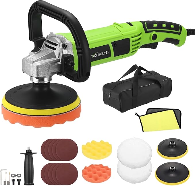 Buffer Polisher, 1600W 6 Inch/7 Inch Rotary Car Buffer Polisher Wax, 7 Variable Speed 1600-3500 RPM, Car Buffers and Polisher for Car, Boat Sanding and Polisher