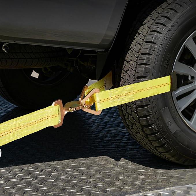 VEVOR Wheel Chock Tie-Down Kit, Axle Type Trailer Tie Down Strap, Car Tie Down Kit with Break Strength 10009 lbs, Working Load 3333 lbs, Trailer Ratchet Strap for ATV, UTV, & Heavy-Duty Pickup Trucks
