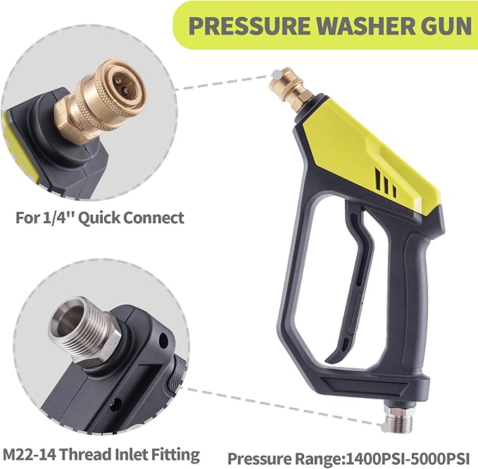 REALYOU Foam Cannon Kit with Pressure Washer Gun, Car Wash Foam Gun, 5 Pressure Washer Nozzle Tips, Dual-Connector Accessory