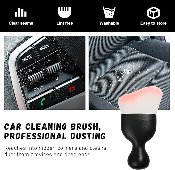 Ziciner 2 PCS Car Detailing Brush, Curved Soft Bristles Auto Removal Dust Collectors, Universal Vehicle Dashboard, Air Conditioner Vents etc Interior Cleaning Tool Accessory (White/Pink)