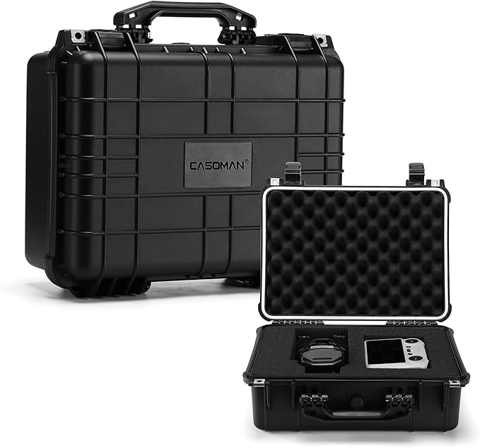 CASOMAN Water-proof Box, with Cush- Proof Sponge, IP67 Water Proof Grade, Large Waterproof Hard Case with Customizable Foam, Perfectly Protection of Camera, Drones, Lens,Equipments, 16"x13.2"x7"