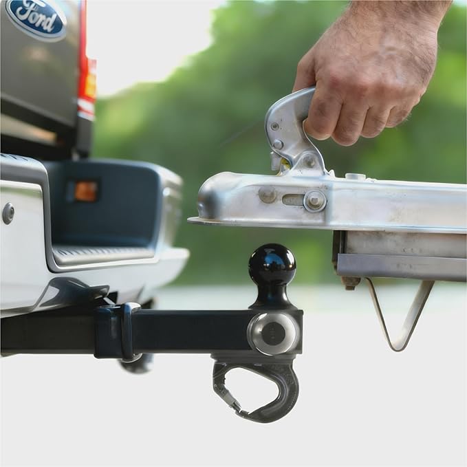 Trailer Hitch, Premium Black E-Coated Tri Ball Hitch with Tow Hook, 1 7/8 Ball Hitch, 2 inch Ball Hitch, 2 5/16 Ball Hitch, Rust-Resistant 2 inch Receiver Hitch, 10,000 lbs GTW (Locking Pin)