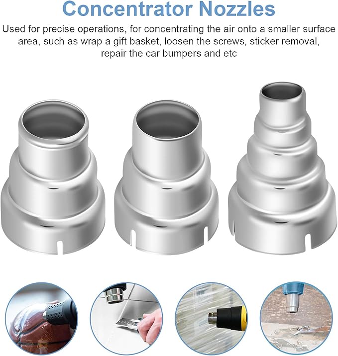 7pcs 35mm Heat Gun Nozzle Tips, Heat Gun Accessories, Stainless Steel Soldering Tips for Station Repair Tool Accessory, Heat Gun Nozzle Attachments for 1500-2000w Hot Air Gun Soldering Station Nozzle