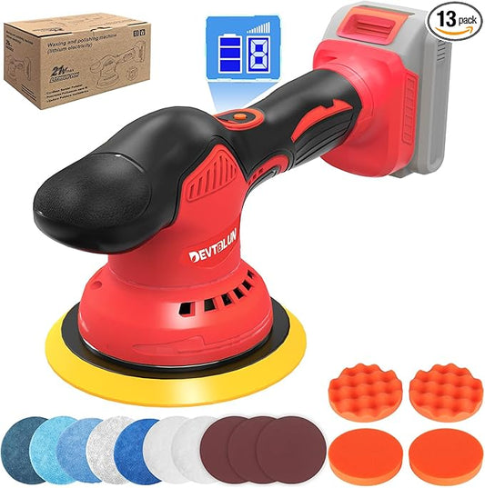Cordless Car Buffer Polisher for Milwaukee M18 Battery(NO Battery),6 In Brushless Buffer Polisher Kit , 8 Variable Speed 5500RPM Orbital Polisher for Car Detailing Waxing,14PCS Polishing Accessories