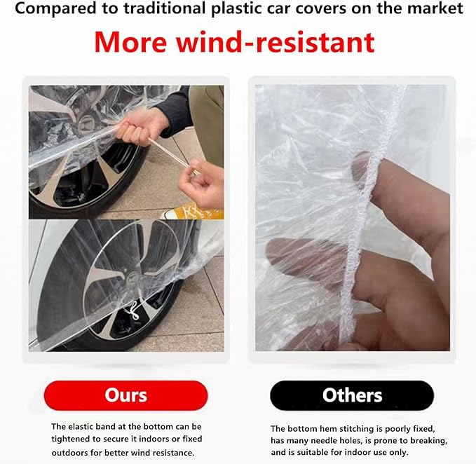 High-Weight Thickened Plastic car Cover, Garage dust Protection, Weatherproof for rain and Snow Outdoors, Size 13Ft x 22Ft, Widened Elastic Band，Universal Protective Accessories for Most Cars