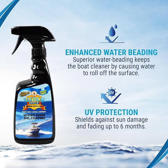 Nautical One - Hydro Rinse SiO2 Coating - Easy Spray-On Ceramic Boat Protection - Incredible Shine & Protection (22 oz)