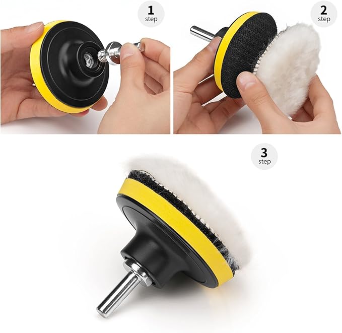 Petutu Car Foam Drill Polishing Pad Kit 22 PCS, 3 Inch Buffing Pads