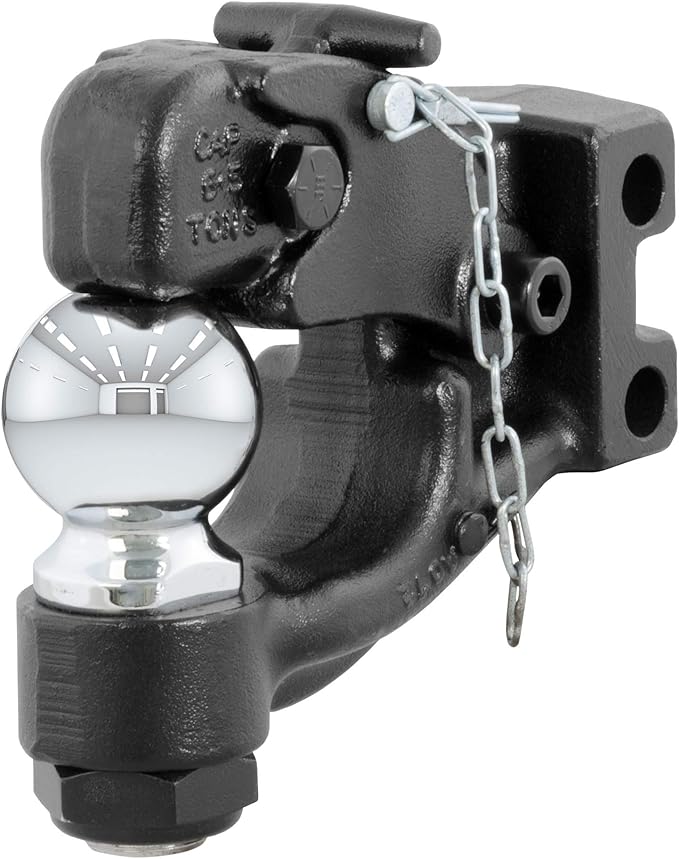 CURT 45900 Adjustable Trailer Hitch Ball Mount, 2-Inch Receiver, 6-Inch Drop, 5-1/4-Inch Rise + 45920 Channel-Mount Pintle Hitch with 2-5/16-Inch Trailer Hitch Ball, 13,000 lbs. GTW, Fits 2-1/2-Inch
